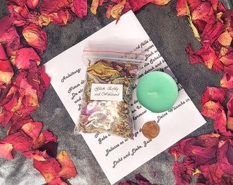 Räucherset Glück und Erfolg – Räuchermischung für 1 Anwendung, Kerze, Glückscent & Anleitung