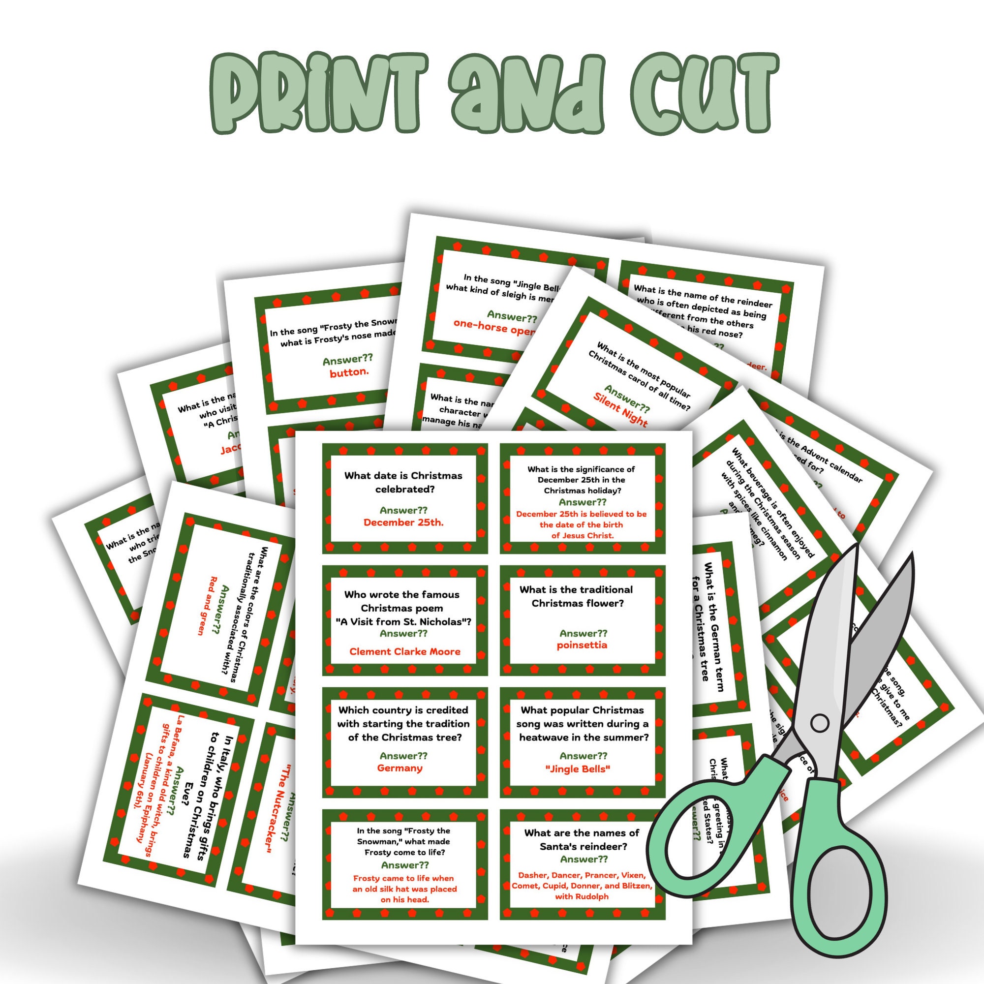 Printable Christmas Trivia, Printable Games, Christmas Games, Holiday ...