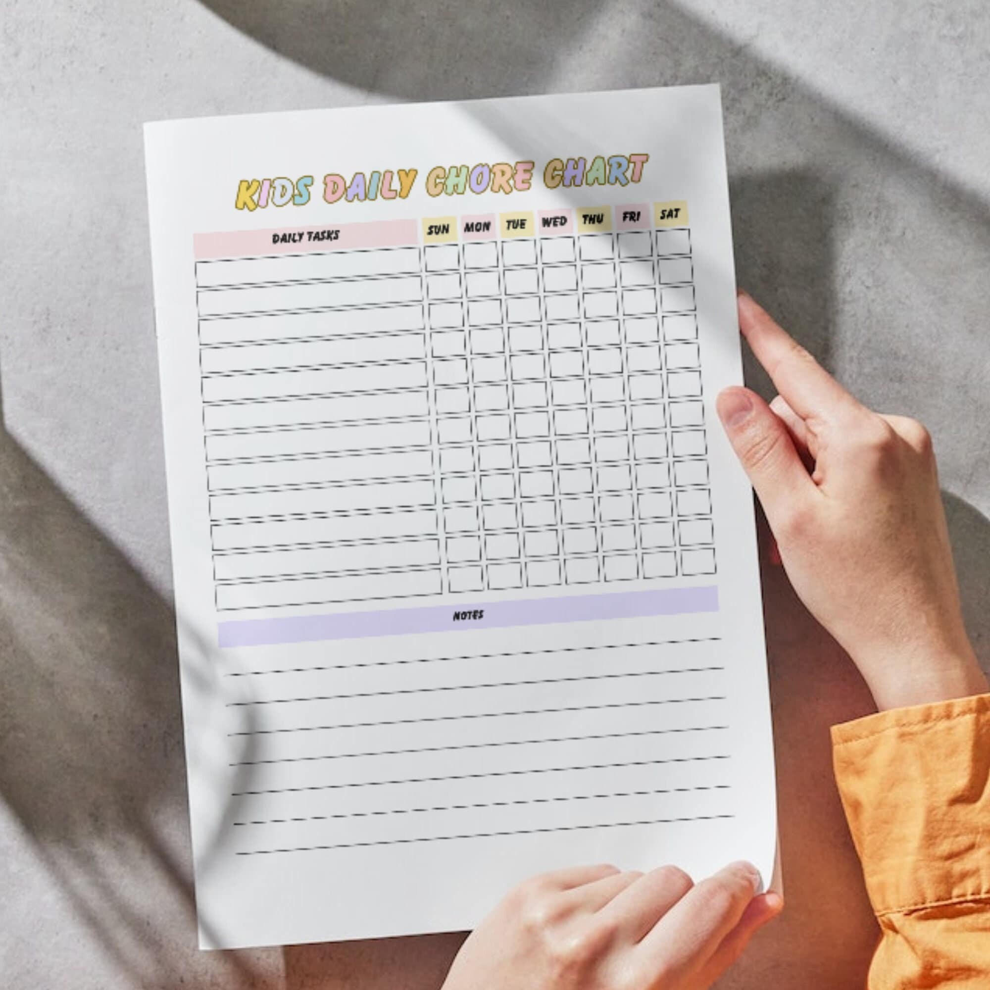 Printable Kids Chore Chart Children Daily Routine Chart, Printable ...