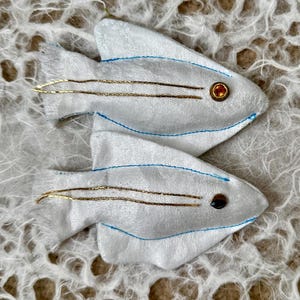 Fragrant fish - vintage white damask lavender sachets