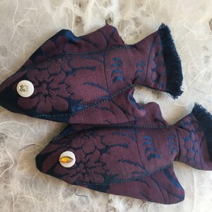 Fragrant fish - vintage silk brocade lavender sachets