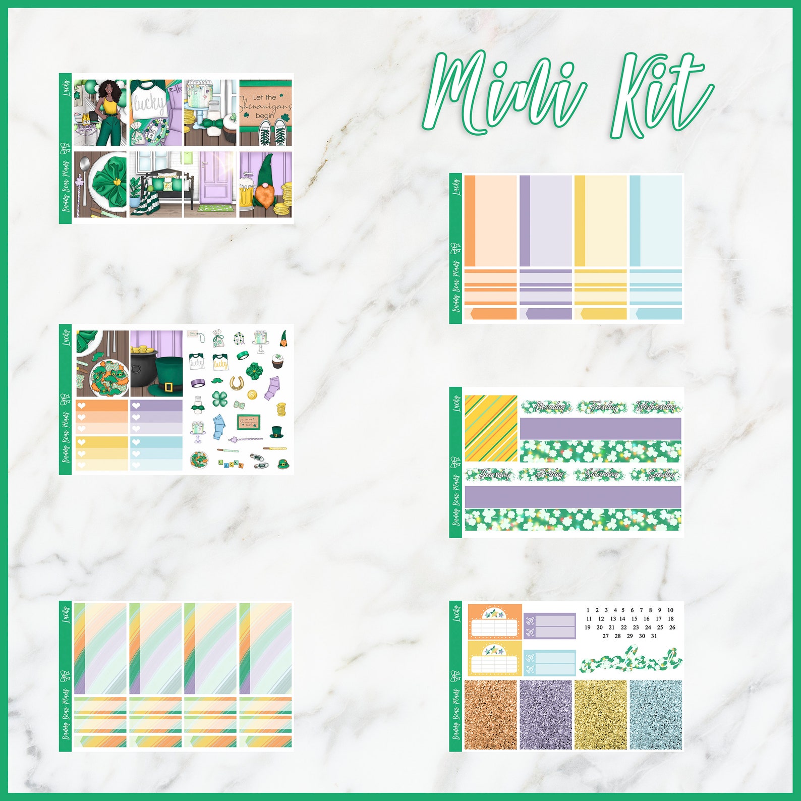 Lucky Vertical Weekly Planner Sticker Kit - Etsy