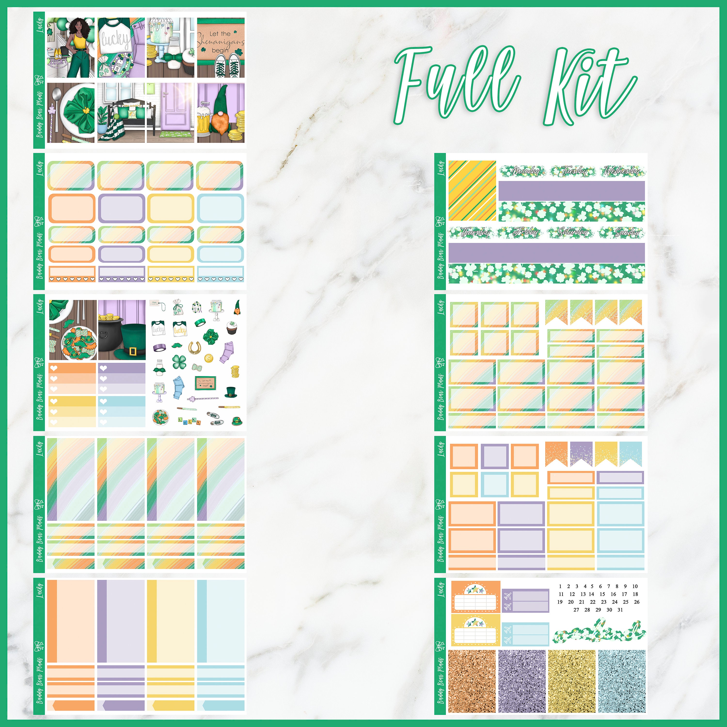 Lucky Vertical Weekly Planner Sticker Kit - Etsy