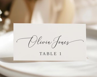 Editable Place Card, Calligraphy Wedding Place Card, Place Card Template, Printable Place Card, Wedding Name Cards, Elegant Place Card
