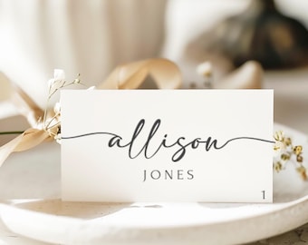 Calligraphy Card, Editable Place Card, Wedding Place Card, Place Card Template, Printable Place Card, Wedding Name Cards, Elegant Place Card