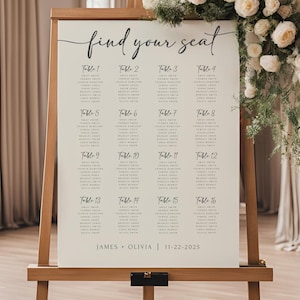 Wedding Seat Chart, Wedding Seating Sign, Seating Chart Sign, Minimalist Wedding, FEditable Seat Chart, Printable Seat Chart