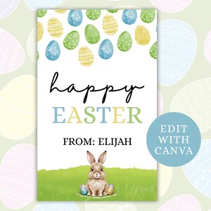 Easter Basket Name Tag Printable, Personalized Easter Tags, Editable Name Tags, Instant Download for Kids
