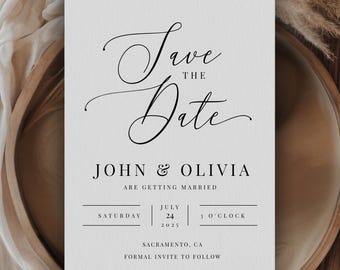 Minimalist Save the Date Template, Printable Save the Date Wedding template, save the date download, printable wedding template