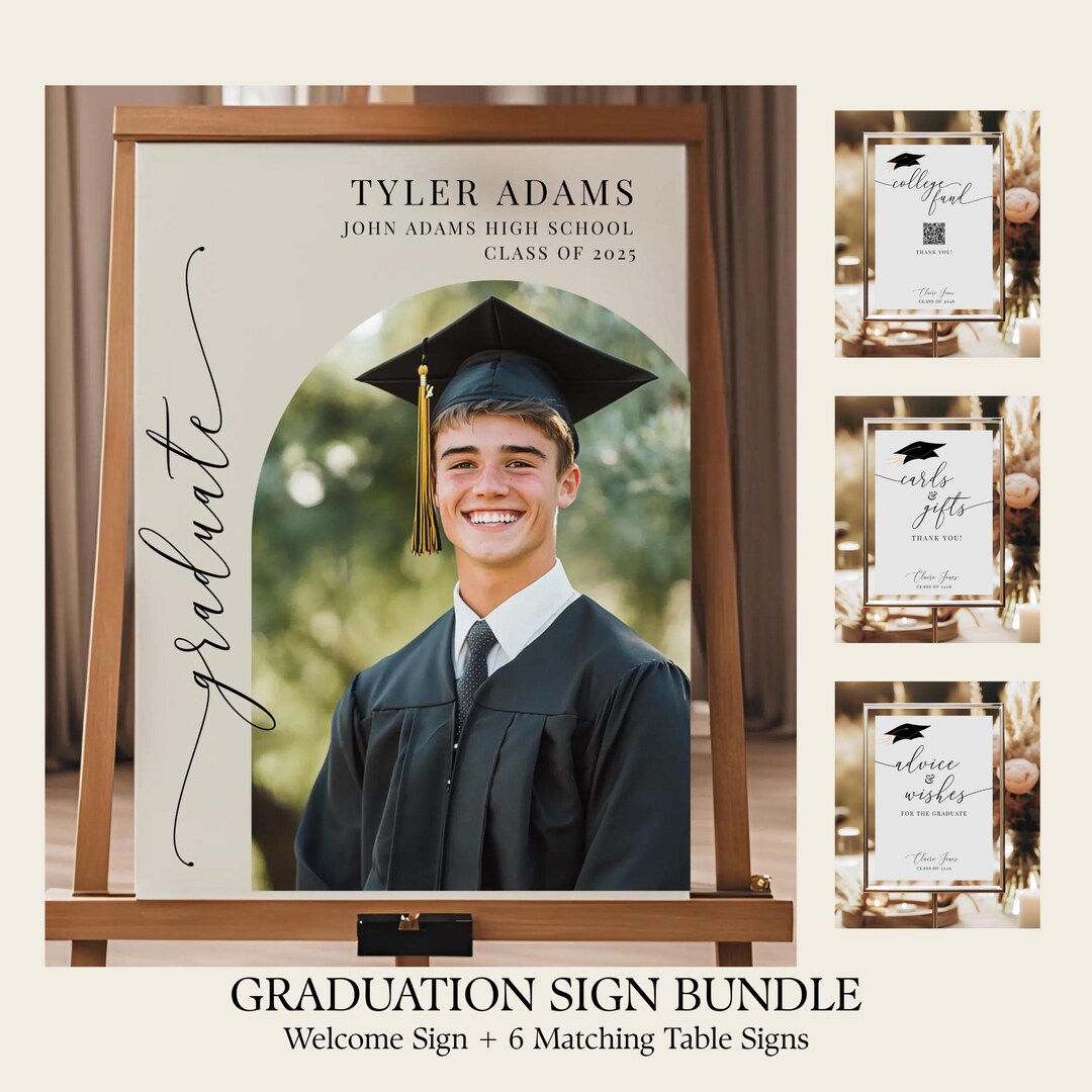Graduation Fun Sign Graduation Party Sign Bundle, Editable Graduation Decor, Gift Table ...