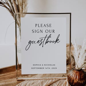 Please Sign Our Guestbook Sign, Minimalist Sign Our Guest Book editable sign, Printable Guest Book Sign, Instant Download