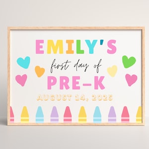Personalized First Day of School Signs Printable, Editable Back to School Sign, Custom Template for Kid