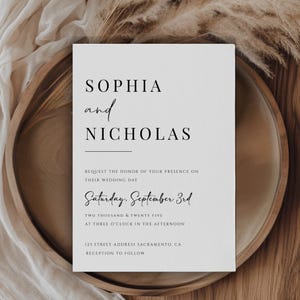 Minimalist Wedding Invitation Template, Printable Wedding template, minimalist wedding invite, instant download, printable wedding invite