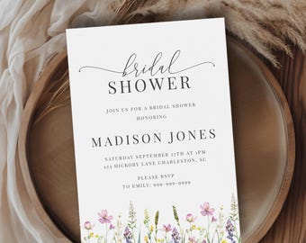 Wildflower Bridal Shower Invitation Template, Love in Bloom Bridal Shower Invite, Boho Bridal Shower, Editable Instant Download MADISON