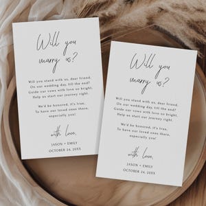 Wil je met ons trouwen afdrukbare kaartsjabloon Officiant voorstel, bewerkbare sjabloon, Instant Download, kaart bruiloft Officiant voorstel kaart