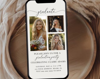 Electronic Graduation Invitation, Editable Template for Grad Party, Digital Download, Class of 2025 Invite