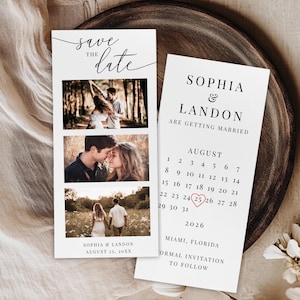 Wedding Save the Dates Photo Strip, Editable Template for Modern Invitations, Minimalist Photo Booth Design, Photo Booth Save the Date