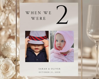 Wedding Photo Table Numbers, When We Were Table Numbers Template, When we were age photo table number, Reception Table Numbers