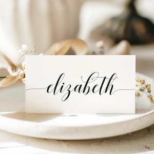 modern minimalist wedding place card, tent fold place card template, modern place card, calligraphy wedding place card, printable name card