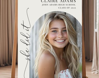 Arch Graduation Welcome Sign, Personalized Grad Party Sign, Modern Decor Template, Editable Photo Welcome for Celebrations