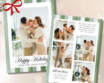 Holiday photo Card Template, Christmas Photo Card Template, Photo Christmas Card Vintage Greetings card Personalised Family Christmas Card