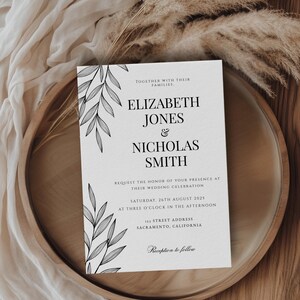 Wedding Invitation Editable Templates, Simple Wedding Invitation, Minimal Wedding Invitation Template Set, Instant Download