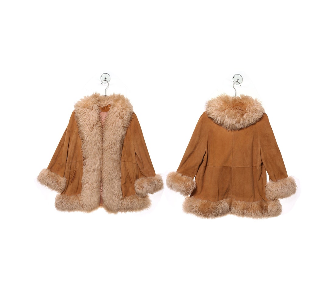 Vintage Women's Brown Suede Coat With Fur Seams Etsy
