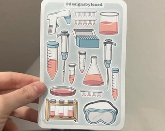 Science Sticker Sheet - Journal Stickers - Hand Made - Hand Drawn