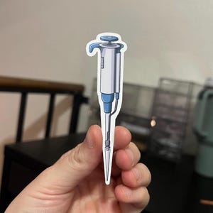 Naklejka na pipetę, naklejka naukowa - laminowana naklejka winylowa - ręcznie robiona - rysowana ręcznie
