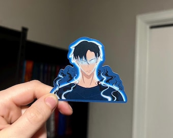 Jinwoo, Solo Leveling, Anime Sticker - Laminated Vinyl Sticker - Hand Made - Hand Drawn