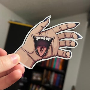 Sukuna Mouth Hand - Laminated Vinyl Sticker - Hand Made - Hand Drawn