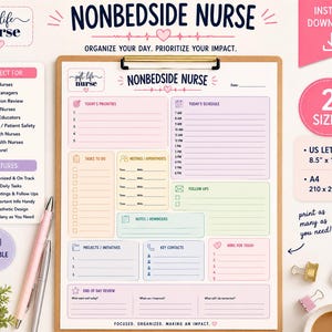 Nonbedside Nurse Planner | Digital PDF Organizer (Letter, A4)