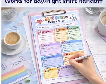 ICU Nurse Report Sheet zum Ausdrucken | Critical Care Handoff (Digitaler Download)