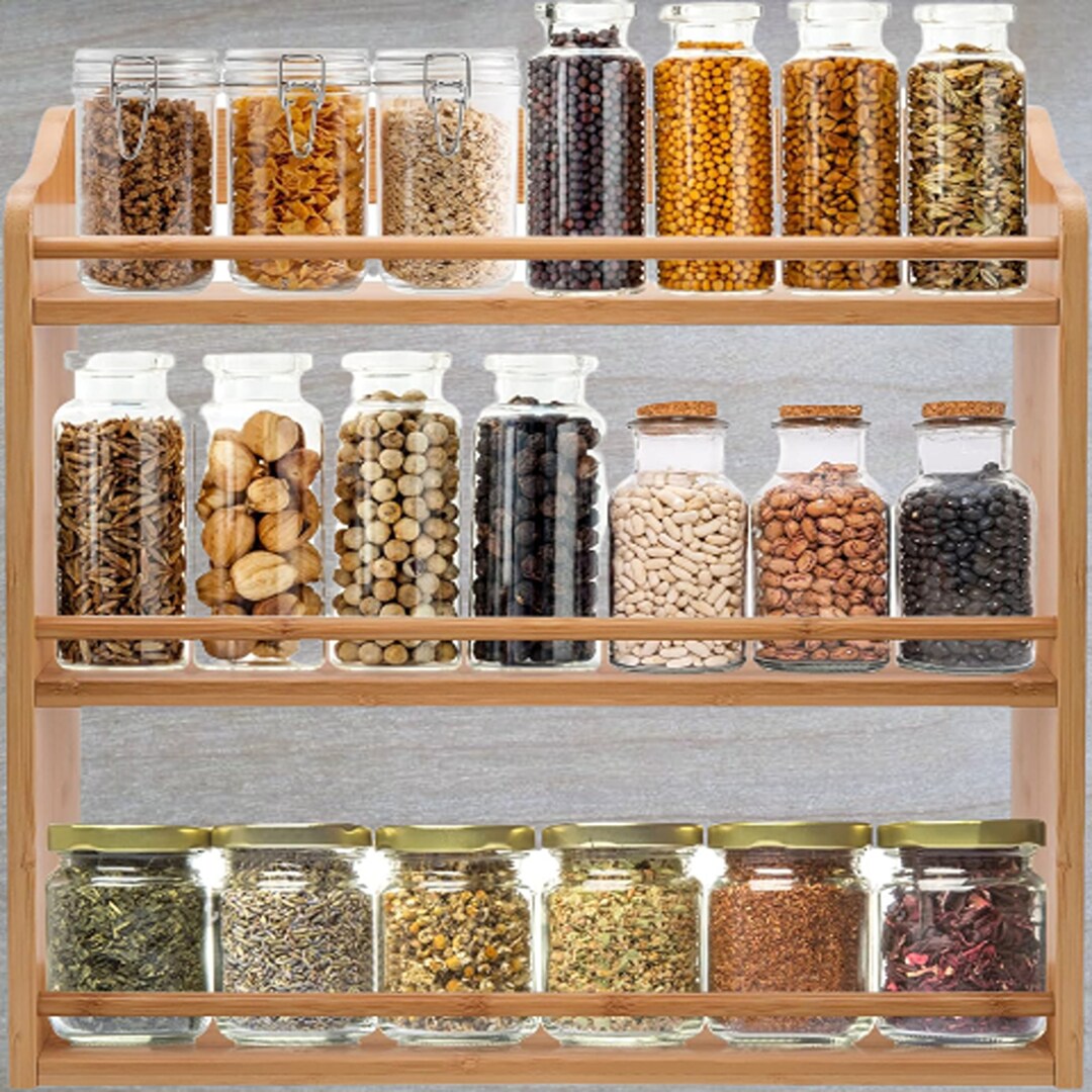 3tier Bamboo Spice Rack Wood Spice Jars Holder Seasoning Rack Etsy