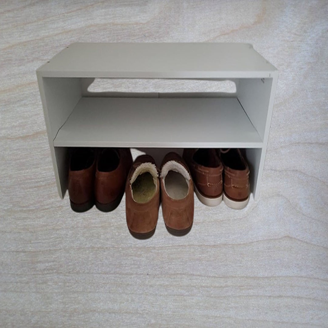 Wood Stackable 2 Shelf Shoe Rack White 24 Inches Storage Etsy
