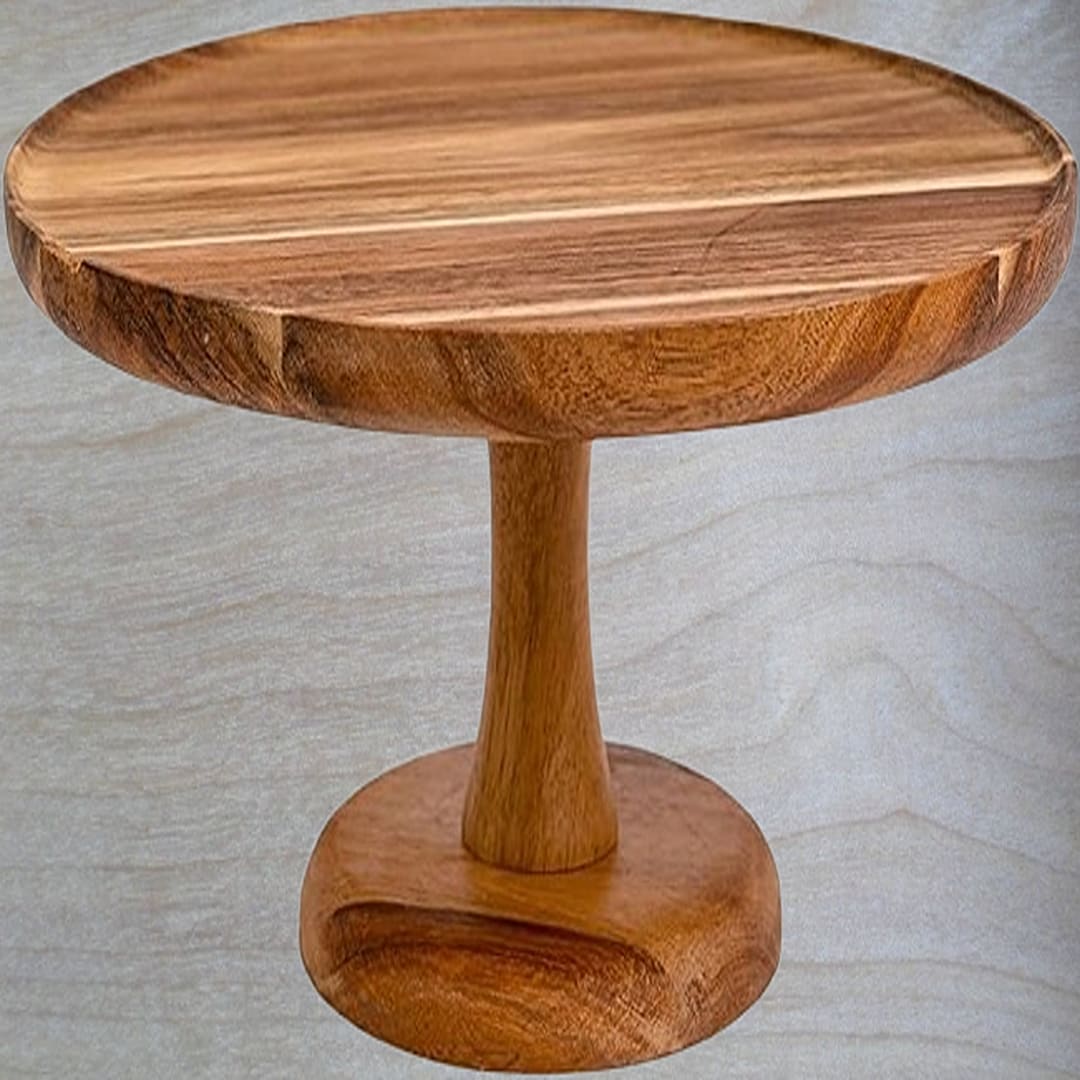 Acacia Wood Cake Stand 10 Inch Durable Rustic Wooden Cake Etsy