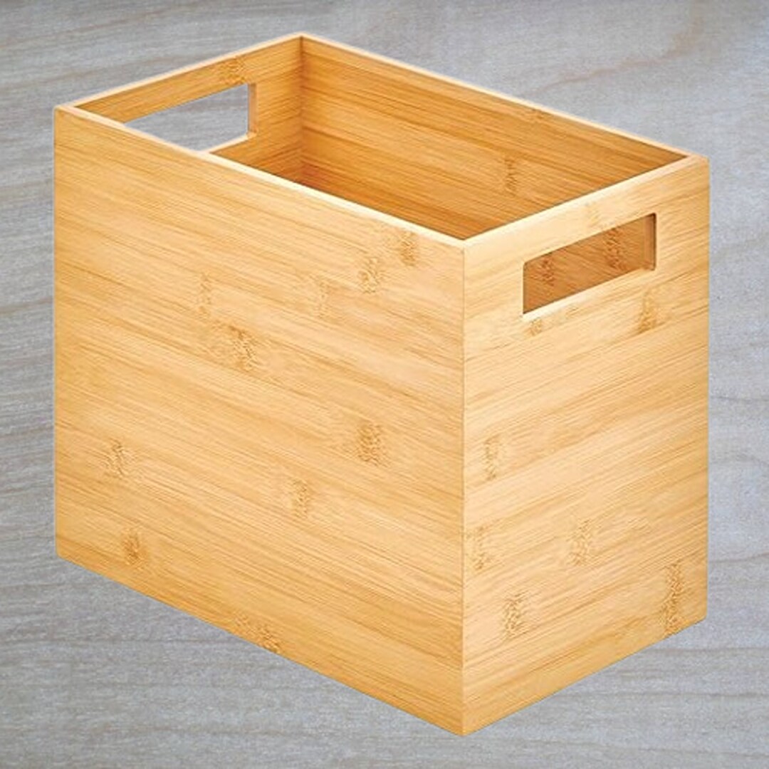 Rectangular Bamboo Trash Can Wastebasket Garbage Container Bin Etsy