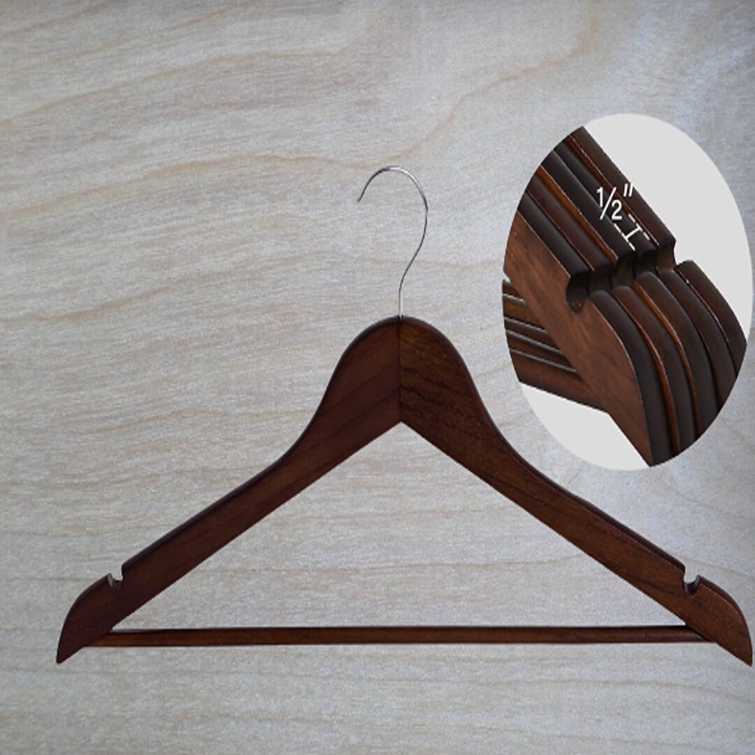 20 Pack Heavy Duty Clothes Hangers Wooden Coat Hanger Walnut Etsy