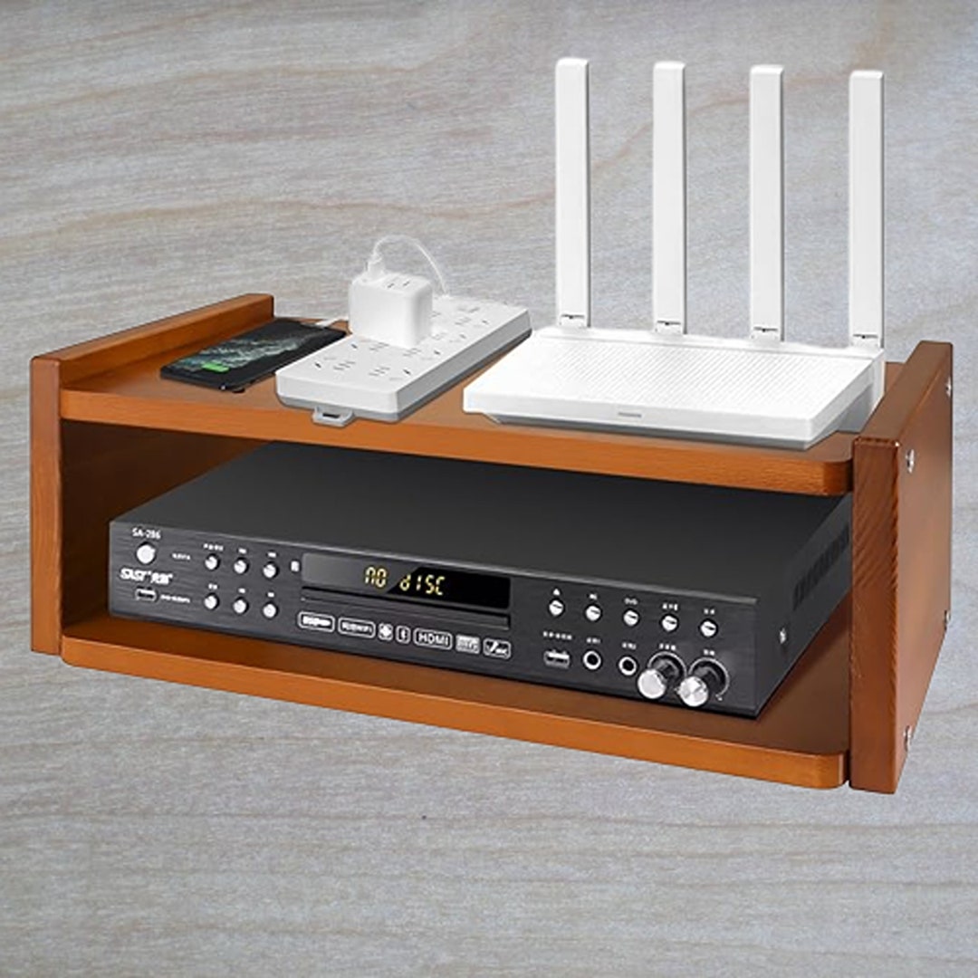 2 Tiers Wifi Router Floating Shelves Under TV DVD Wall Mounted Etsy