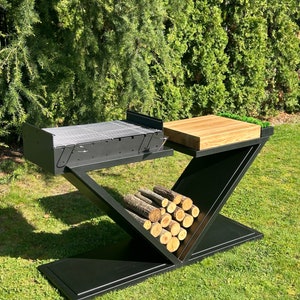 Garden grill made of iron and wood - VIP