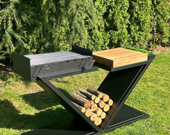 Garden grill made of iron and wood - VIP