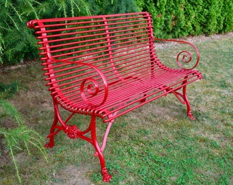 Wrought Iron Garden Bench - 2 Seater - Grassin a Arras