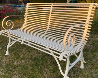 White Garden Bench - Arras Style - 2 Seater