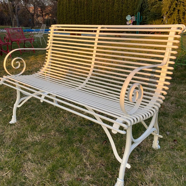 Banc de jardin blanc - Style Arras - 2 places