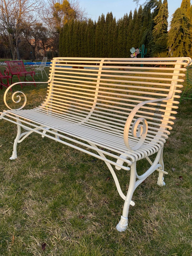 Banc de jardin blanc Style Arras 2 places image 1