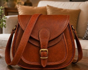 Leather Crossbody Bag, Vintage Satchel, Handmade Shoulder Purse, Everyday Messenger Bag