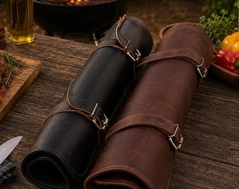 Leather Knife Roll, Handmade Chef Knife Case, Leather Knife Storage Bag, Culinary Knife Organizer, Chef Knife Holder, Kitchen Gift