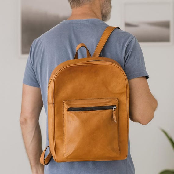 Leather Backpack – Handmade Brown Leather Travel Bag for Men & Women – Vintage Laptop Bag – Everyday Work Backpack – Gift for Him and Her