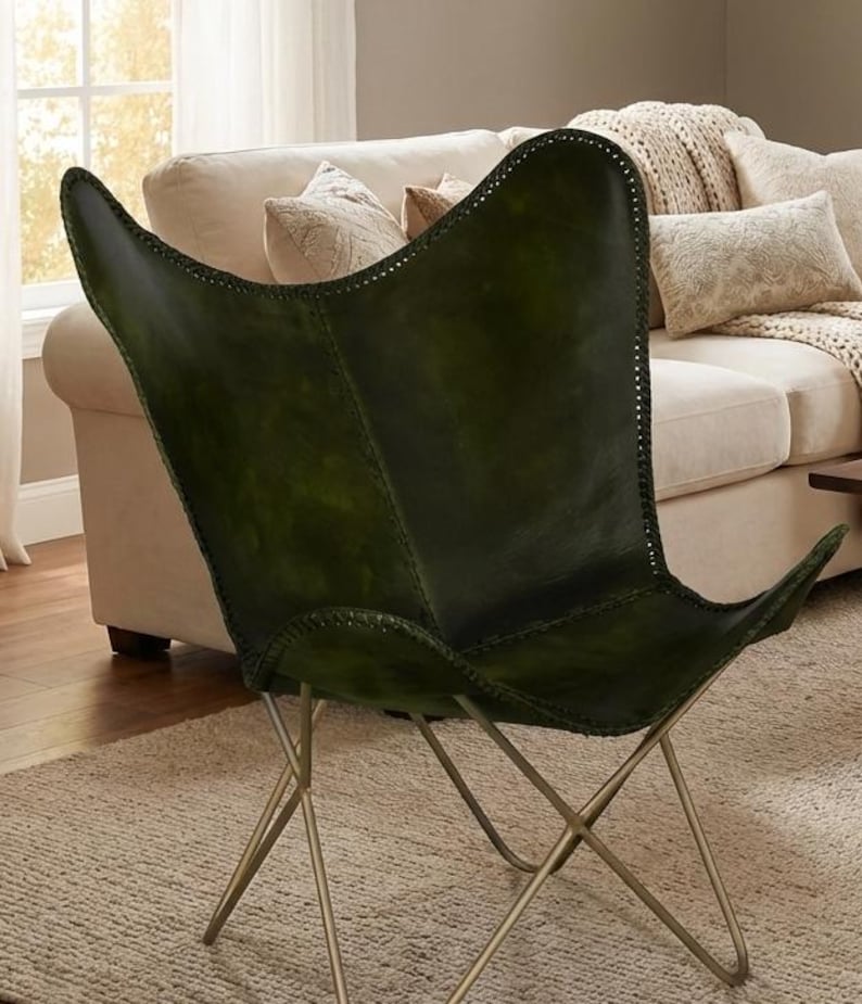 modern butterfly chair, luxury leather chair, designer accent chair, handmade furniture, contemporary seating, leather home decor, vintage style chair, minimalist furniture, reading nook chair, industrial modern chair, premium lounge chair, cozy accent chair, artisan furniture