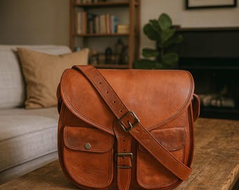 Full Grain Leather Messenger Bag, Mens Leather Satchel, Vintage Laptop Crossbody Bag, Handmade Work Briefcase Gift