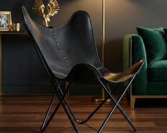 本革バタフライチェア、リラックスチェア、素朴なラウンジチェア